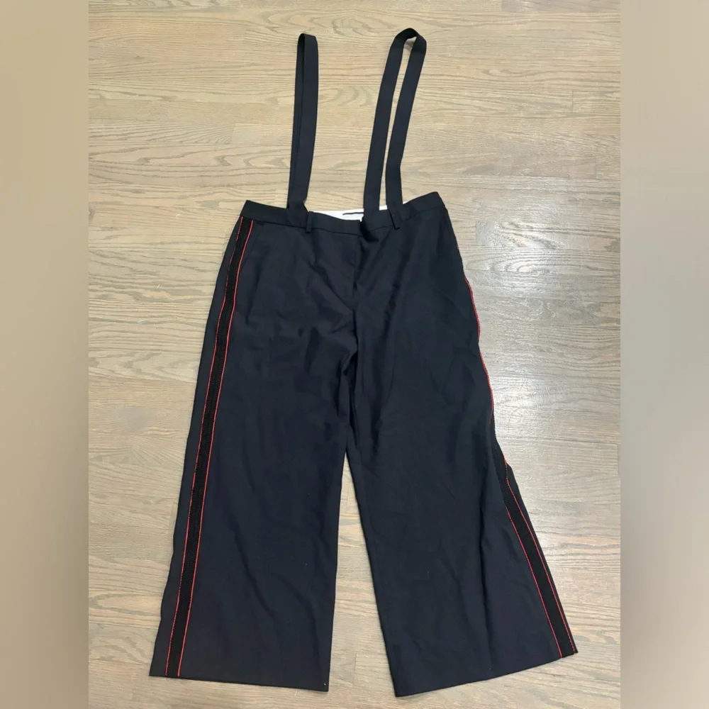 Olivia Palermo + Chelsea28 nave red ribbon Suspender Pants women’s size 14 $149 - Picture 6 of 8